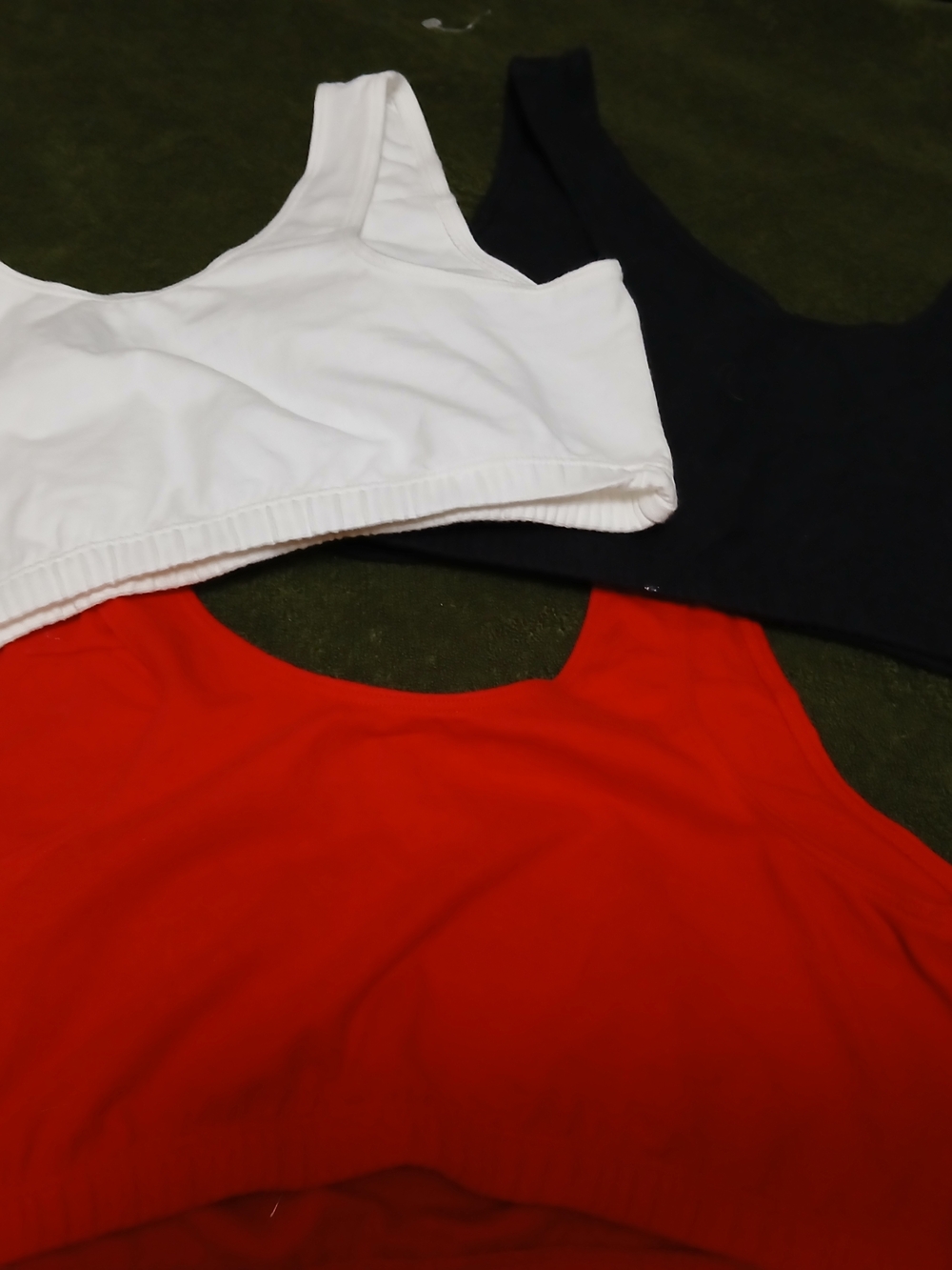 Women’s Cotton Blend Scoop-Neck Bra Top – Red, White, Black